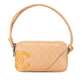 シャネル カンボン ココマーク ハンドバッグ ショルダーバッグ ベージュ イエロー レザー エナメル レディース CHANEL 【中古】